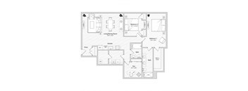 floor plan of a 2 bed 2 bath apartment