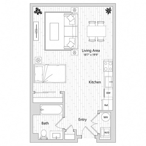 floor plan of a studio apartment