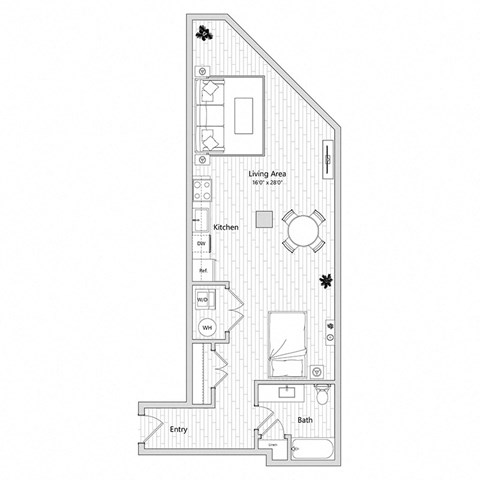 floor plan of a studio apartment