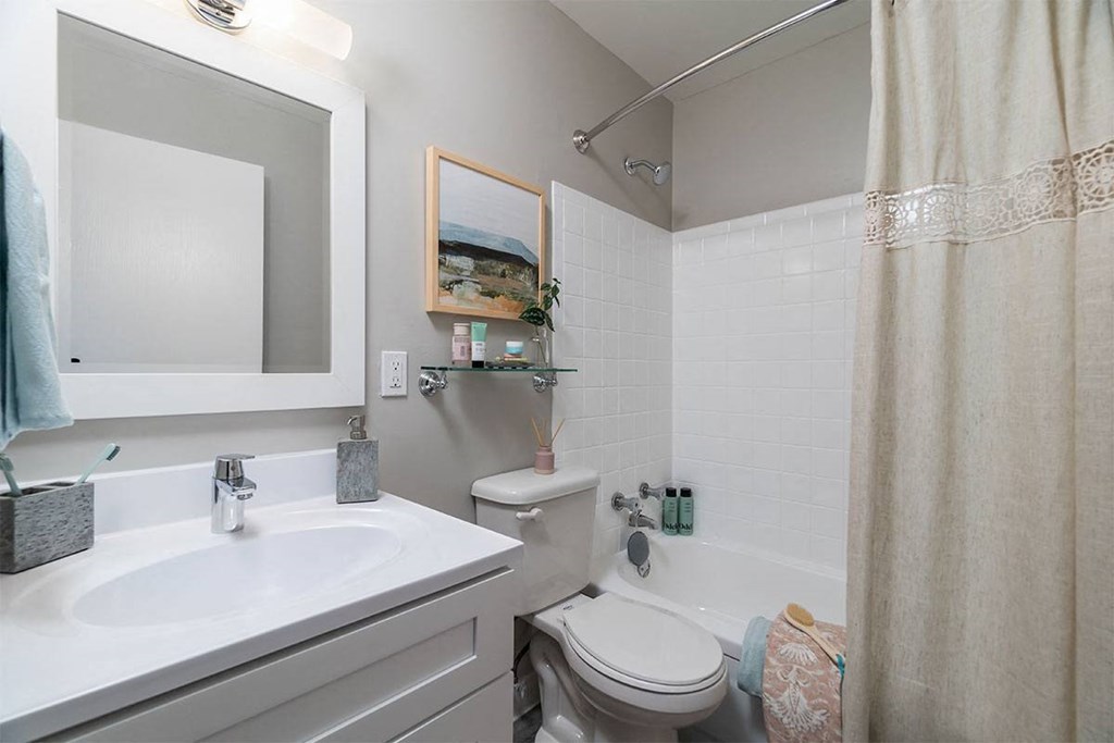 a bathroom with a sink toilet and a mirror