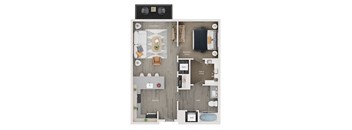 1 bed 1 bath apartment floor plan