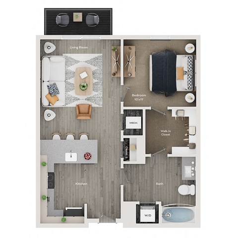 1 bed 1 bath apartment floor plan
