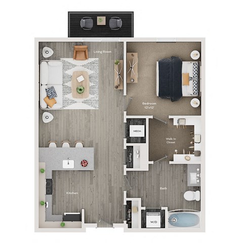 1 bed 1 bath apartment floor plan