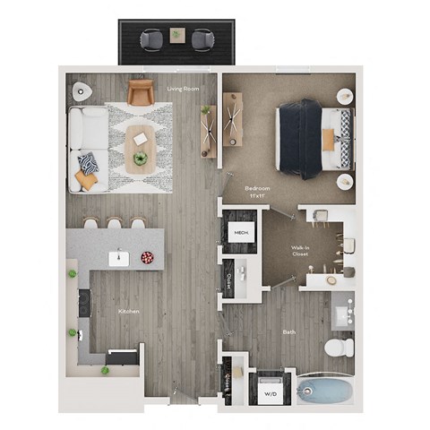 1 bed 1 bath apartment floor plan