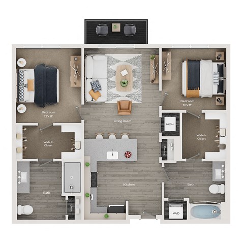 2 bed 2 bath apartment floor plan
