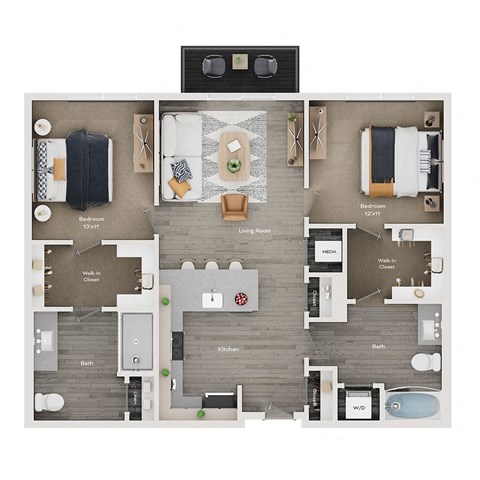 2 bed 2 bath apartment floor plan