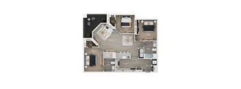3 bed 2 bath apartment floor plan