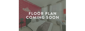 a bedroom with a bed and the words floor plan coming soon