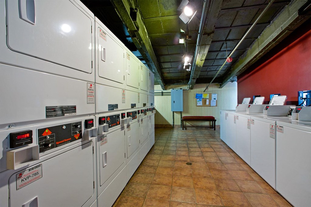 a room filled with lots of white utility machines
