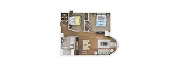2 bed 1 bath apartment floor plan