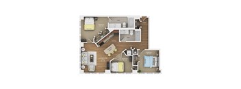3 bed 2 bath apartment floor plan