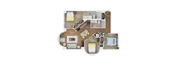 3 bed 2 bath apartment floor plan