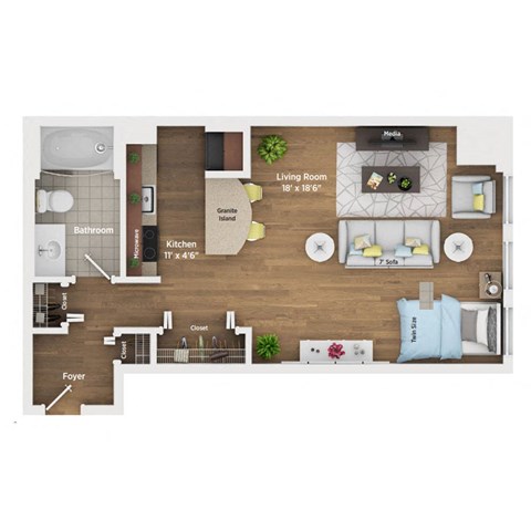 studio apartment floor plan