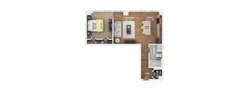 1 bed 1 bath apartment floor plan