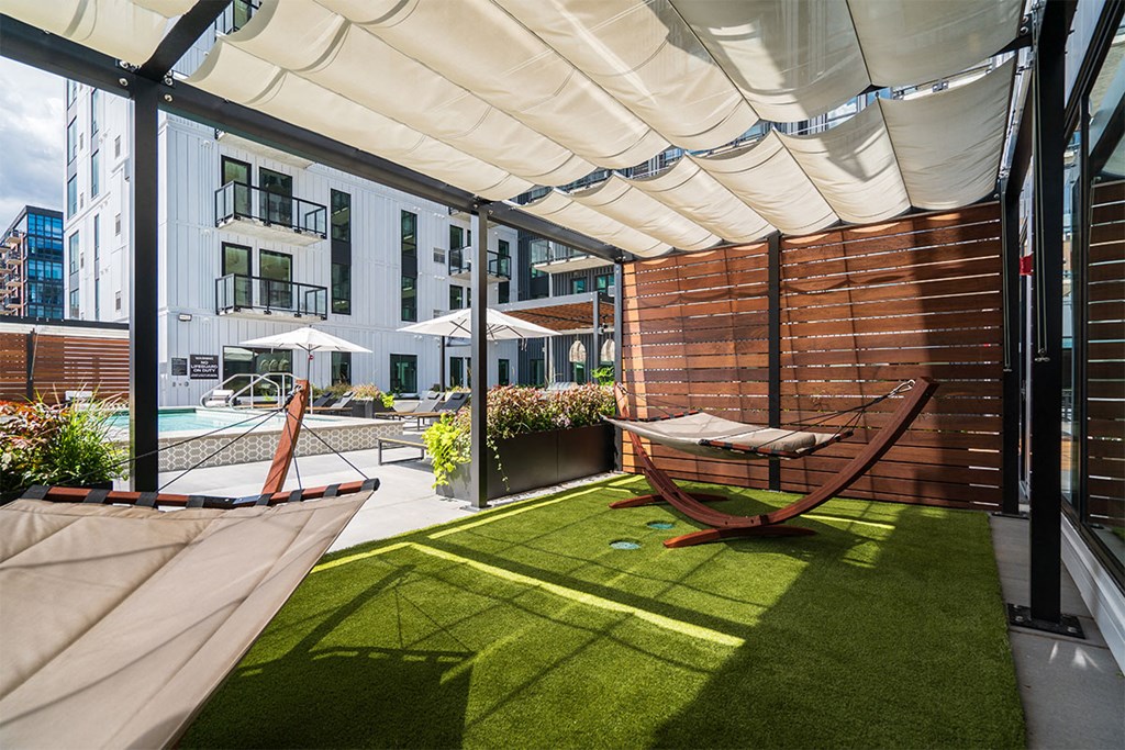 forte on the park apartments roof top shaded hammocks