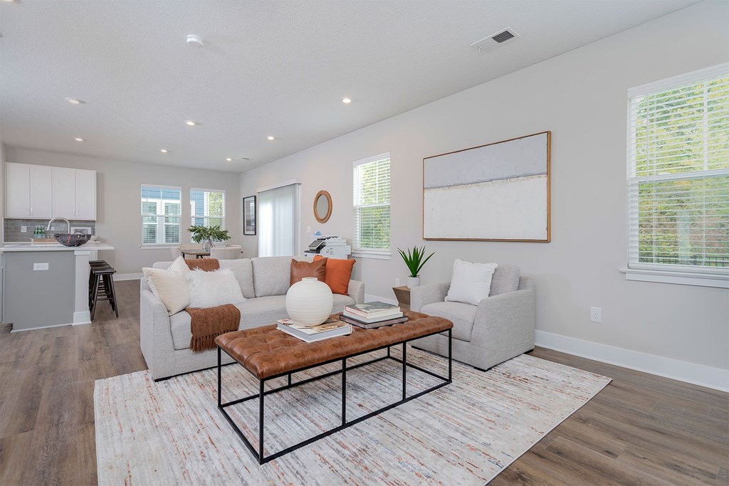 a living room with a couch and a coffee table