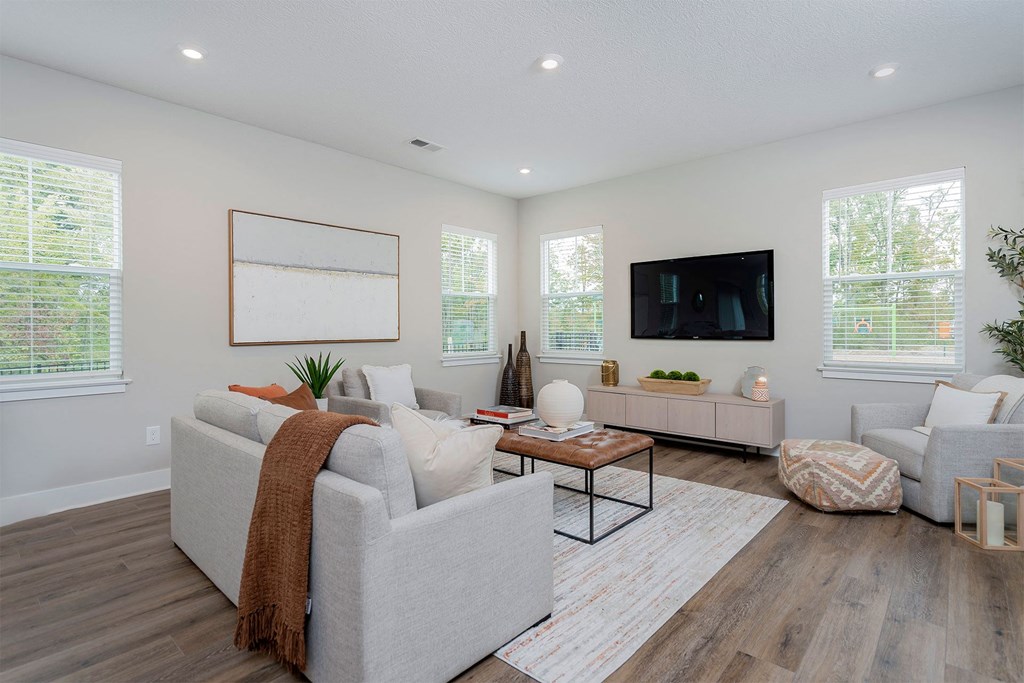 a living room with couches and a tv