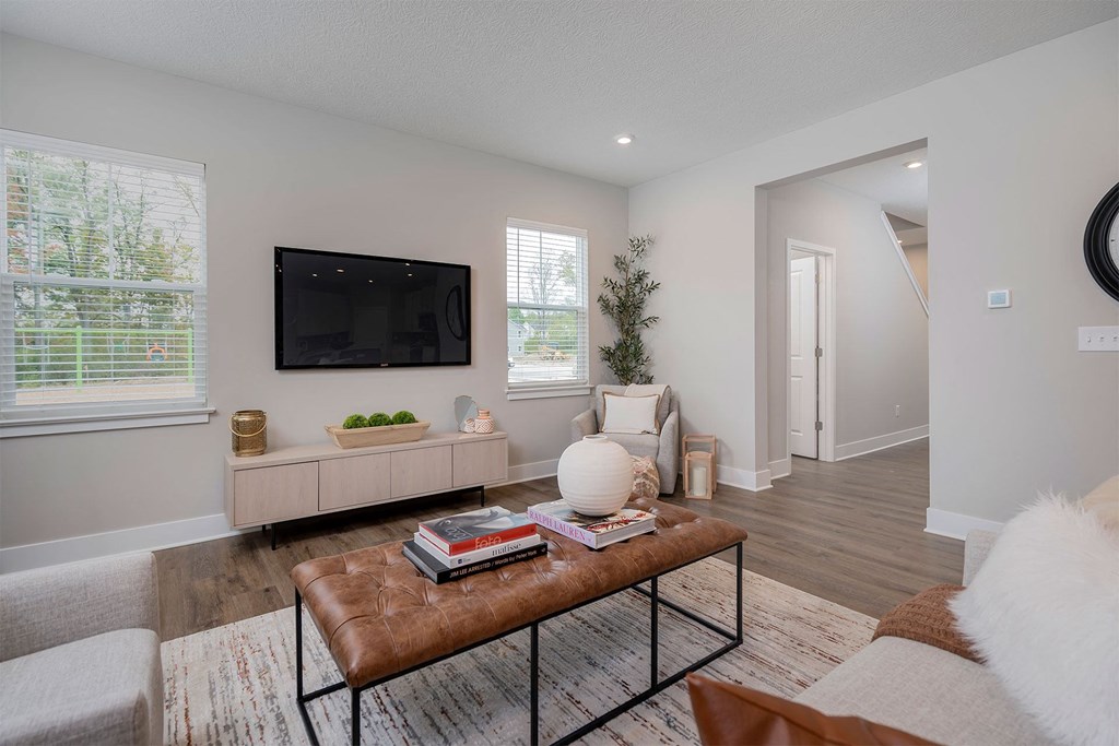 a living room with a couch and a coffee table