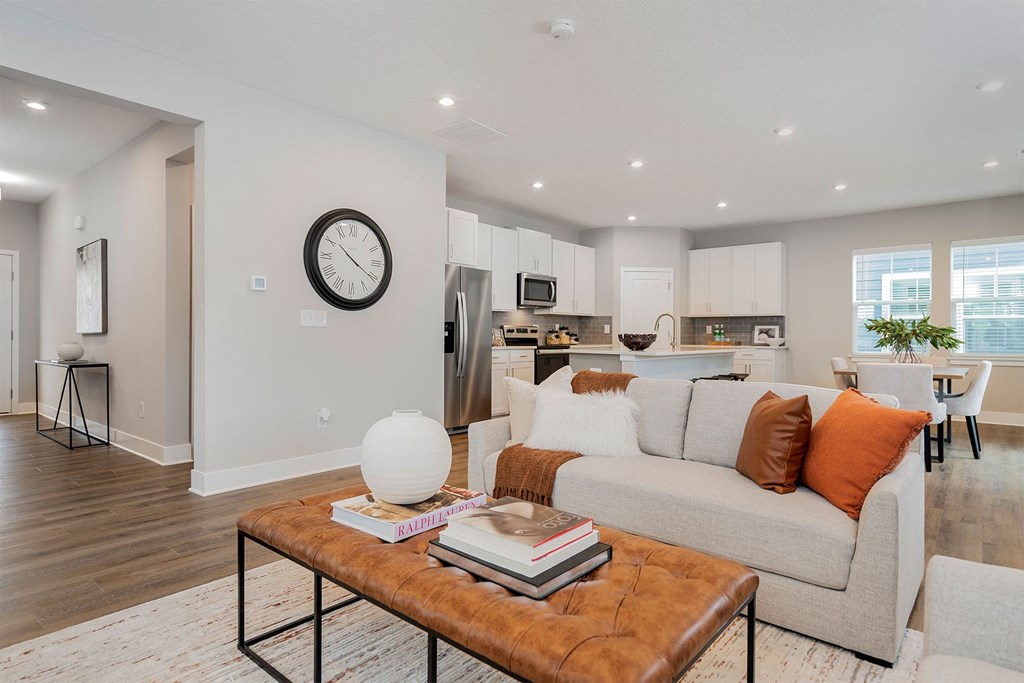 a living room with a couch and a coffee table