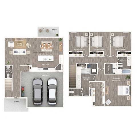 A floor plan of a house with a garage and a living area.