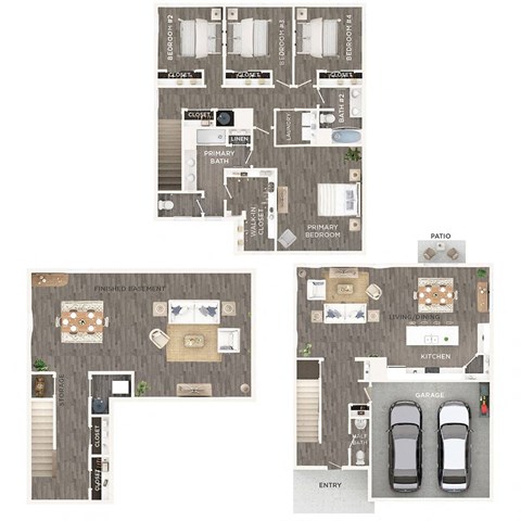 A floor plan of a house with a garage and a kitchen.