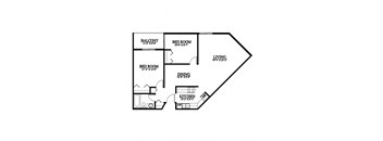 A black and white image of a floor plan for a house.