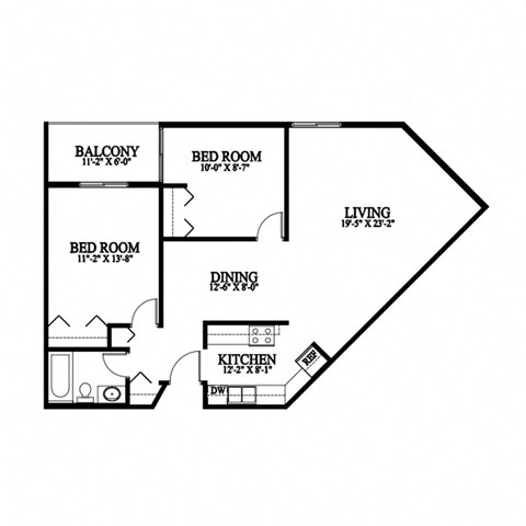 A black and white image of a floor plan for a house.