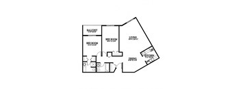 A black and white image of a floor plan for a home with labeled rooms.