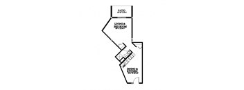 A black and white image of a floor plan for a living and dining area.