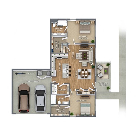 a floor plan of a house with a garage and a parking lot