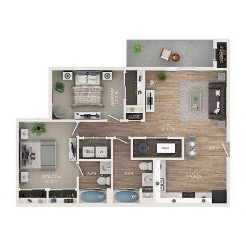 a 1 bedroom floor plan  503 square feet