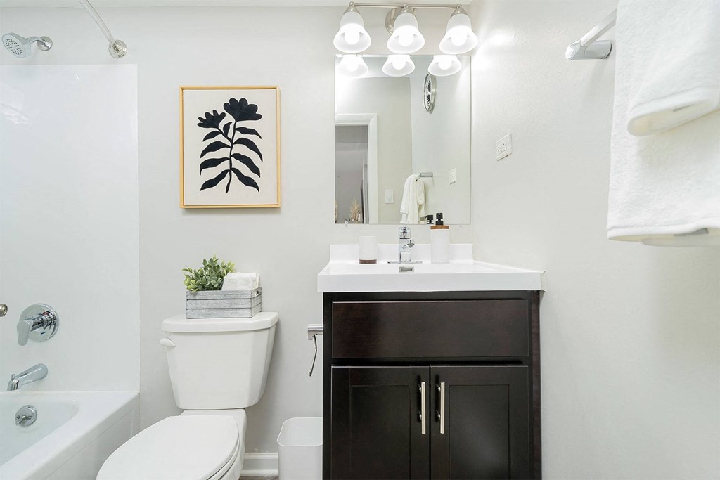bright bathroom with tub