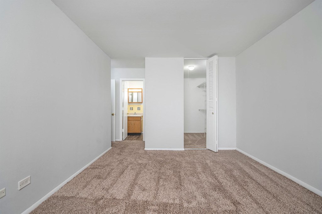 bedroom with attached walk-in closet and full bathroom