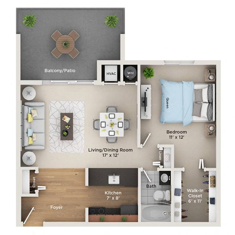 a floor plan of a house with a bedroom and a living room