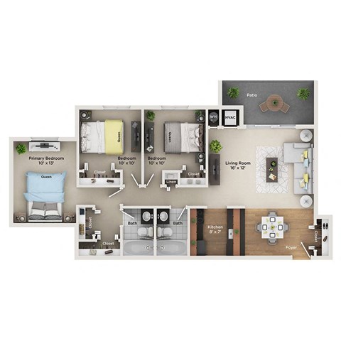 a 1 bedroom floor plan  503 square feet
