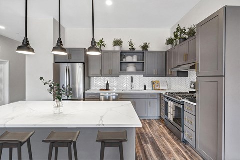 Albion Highland Park Apartment Kitchen with Island