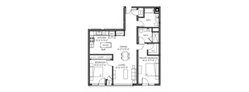 a floor plan of a small house with bedrooms and a living room