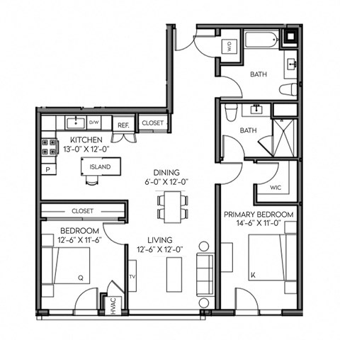 a floor plan of a small house with bedrooms and a living room