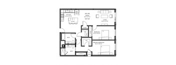 a floor plan of a small house with bedrooms and a living room