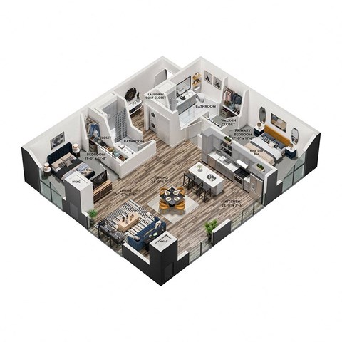 3d digital rendering of a floor plan of a house