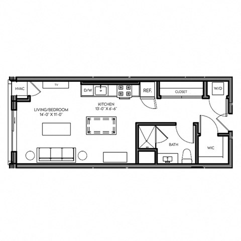a floor plan of a 1 bedroom floor plan