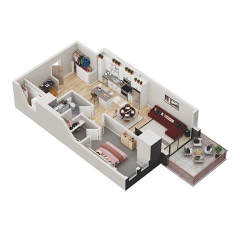 a bedroom floor plan is shown with a living room and a dining room
