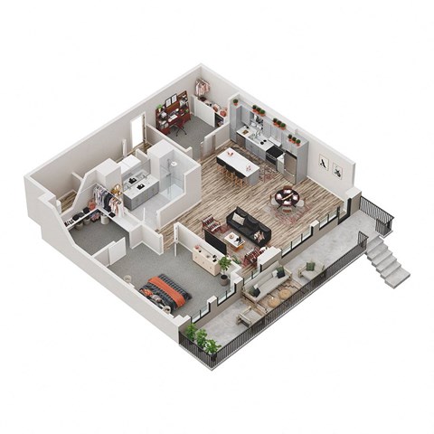 a floor plan of a house with a bedroom and a living room