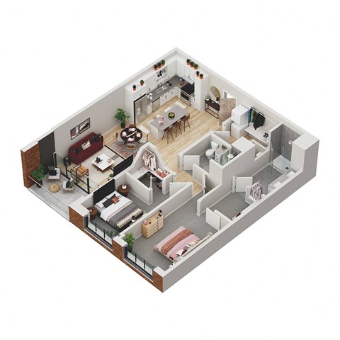 a floor plan of a house with a bedroom and living room