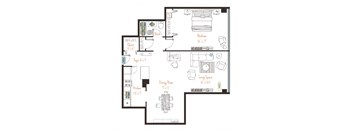 a floor plan of a house with bedrooms and a living room