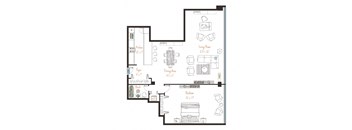 a floor plan of a house with bedrooms and a living room
