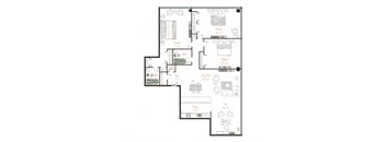 a floor plan of a house with bedrooms and a living room