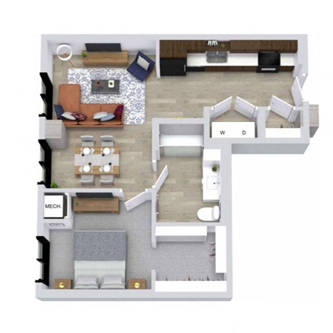 A floor plan of a house with labeled rooms.
