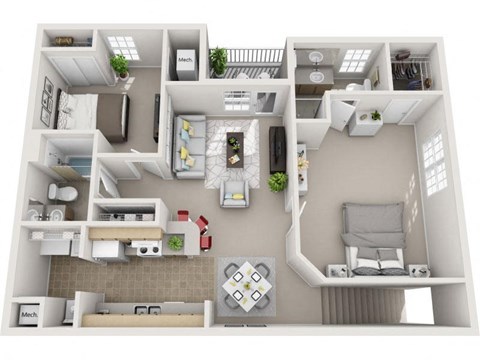2 Bedroom _ Lincoln Floor Plan