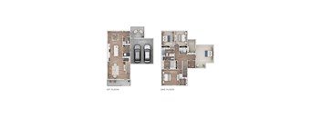 A floor plan of a two-story home with labeled rooms.